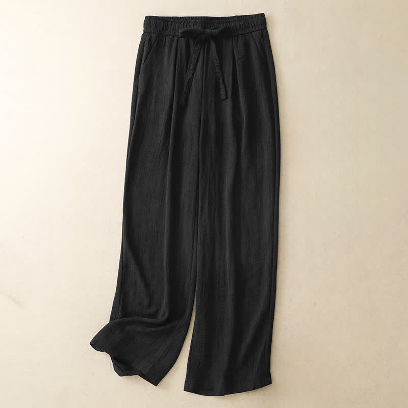 Nimara Ritual Summer Casual Minimalist Drawstring Solid Ankle Pants Women's Straight Leg Pants With Pockets