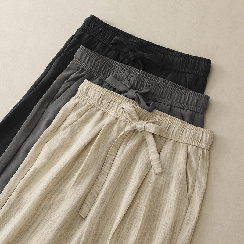 Nimara Ritual Summer Casual Minimalist Drawstring Solid Ankle Pants Women's Straight Leg Pants With Pockets