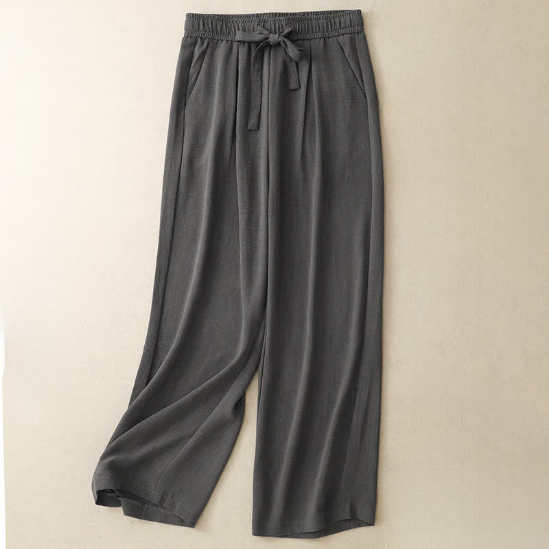 Nimara Ritual Summer Casual Minimalist Drawstring Solid Ankle Pants Women's Straight Leg Pants With Pockets
