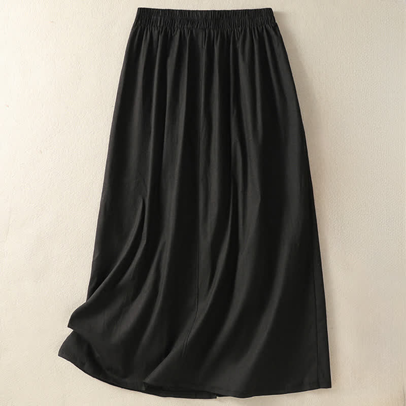 Nimara Ritual Summer Casual Boho Button-Up Solid Women's Skirts With Pockets