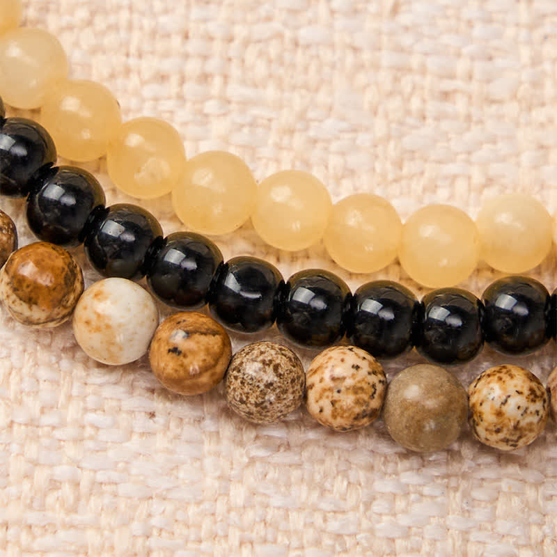 Nimara Ritual 3pcs "Clear the Mental Path" Picture Jasper Wisdom Bracelet Includes Gift Message Card