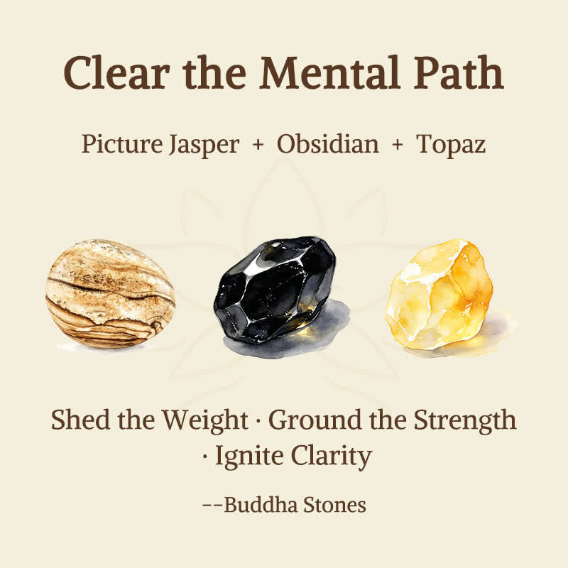 Nimara Ritual 3pcs "Clear the Mental Path" Picture Jasper Wisdom Bracelet Includes Gift Message Card