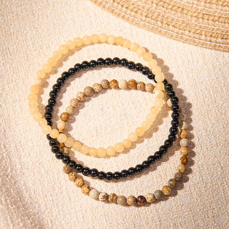 Nimara Ritual 3pcs "Clear the Mental Path" Picture Jasper Wisdom Bracelet Includes Gift Message Card