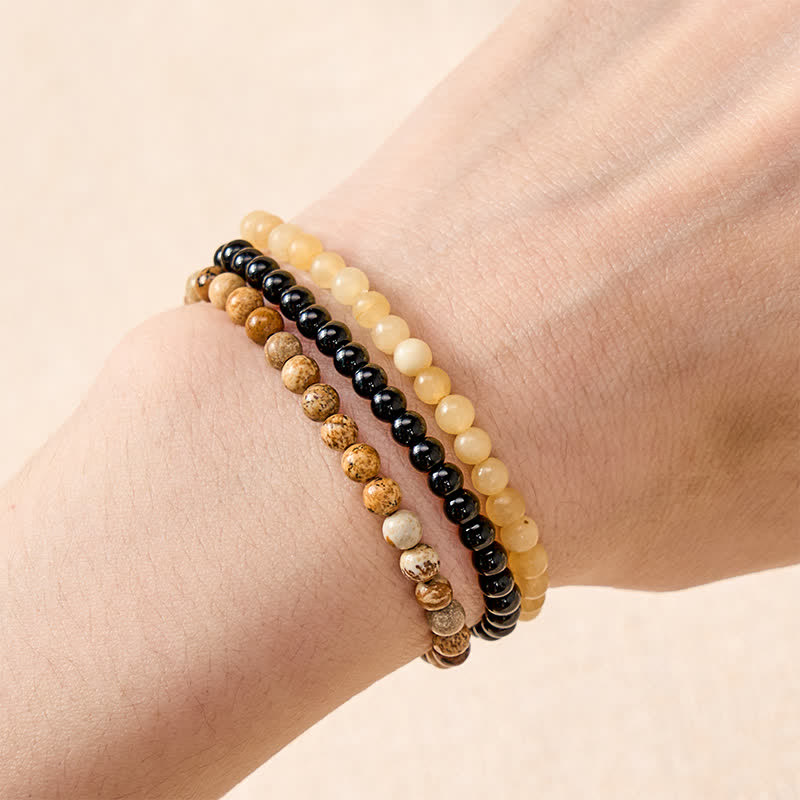 Nimara Ritual 3pcs "Clear the Mental Path" Picture Jasper Wisdom Bracelet Includes Gift Message Card