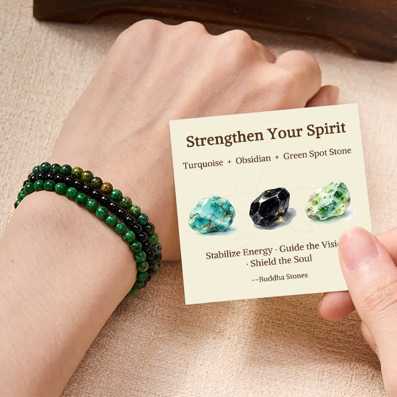 Nimara Ritual 3pcs "Strengthen Your Spirit" Turquoise Bracelet Includes Gift Message Card