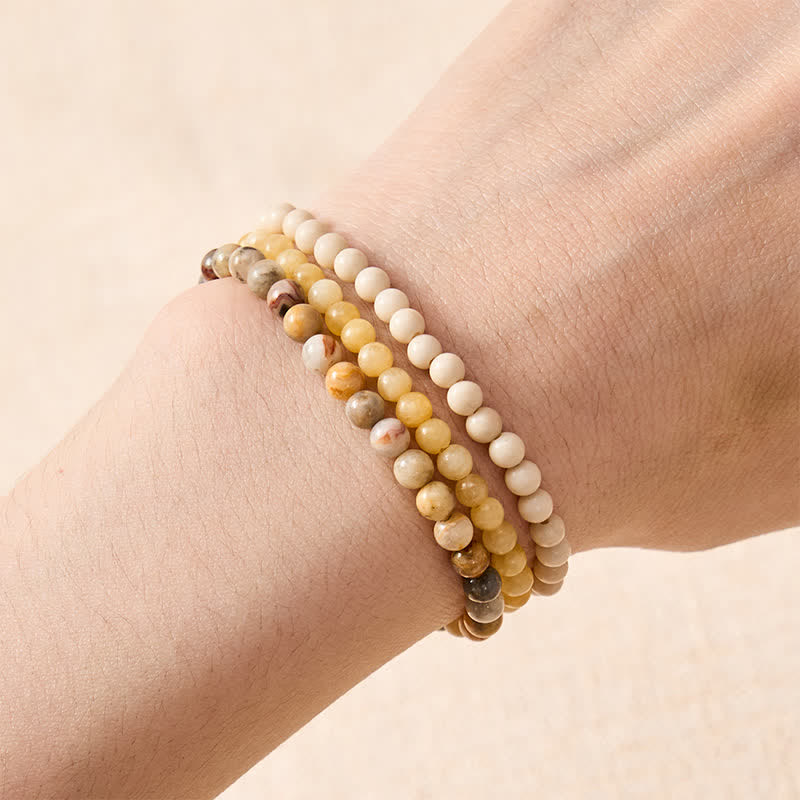 Nimara Ritual 3pcs "Return to Stillness" White Fossil Elegant Bracelet Includes Gift Message Card