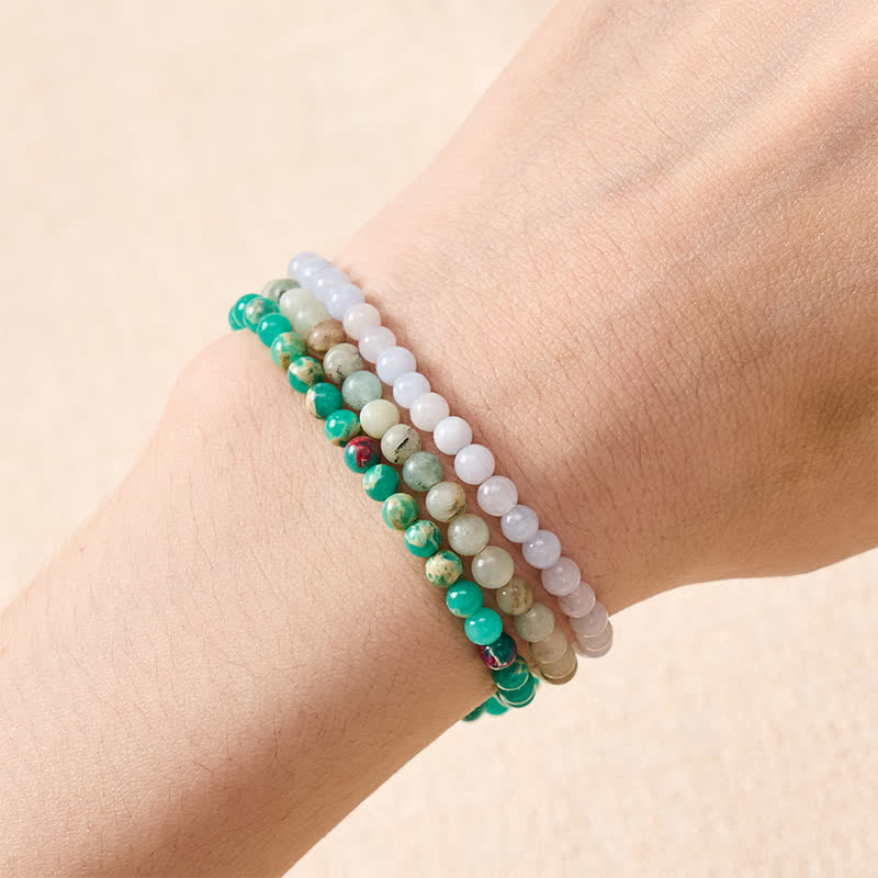 Nimara Ritual 3pcs "Ease Emotional Waves" Amazonite Relax Bracelet Includes Gift Message Card