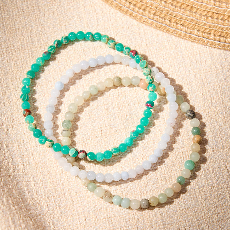 Nimara Ritual 3pcs "Ease Emotional Waves" Amazonite Relax Bracelet Includes Gift Message Card