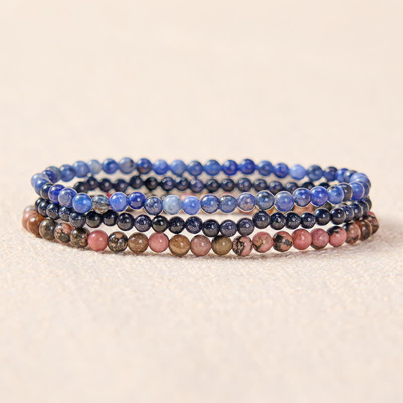 Nimara Ritual 3pcs "Find Inner Clarity" Rhodonite Compassion Bracelet Includes Gift Message Card