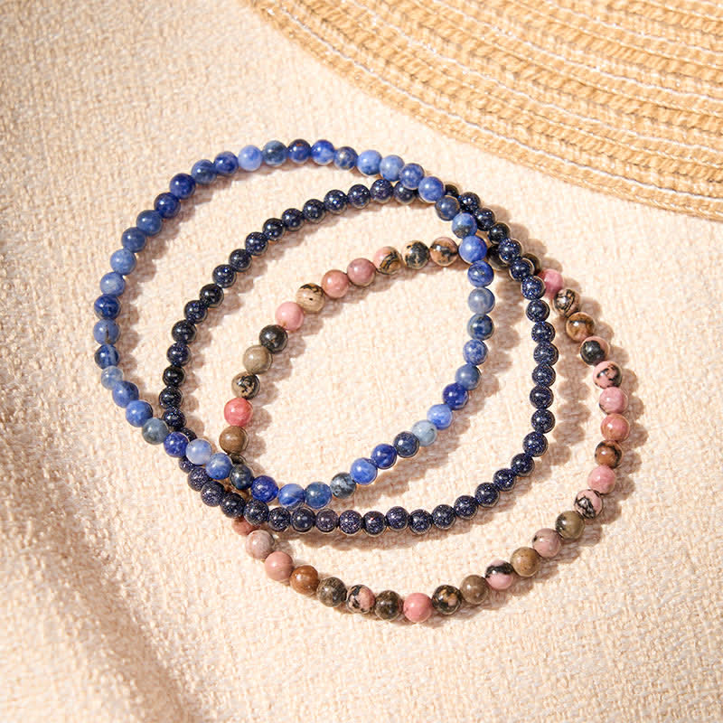 Nimara Ritual 3pcs "Find Inner Clarity" Rhodonite Compassion Bracelet Includes Gift Message Card