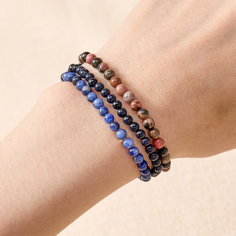 Nimara Ritual 3pcs "Find Inner Clarity" Rhodonite Compassion Bracelet Includes Gift Message Card