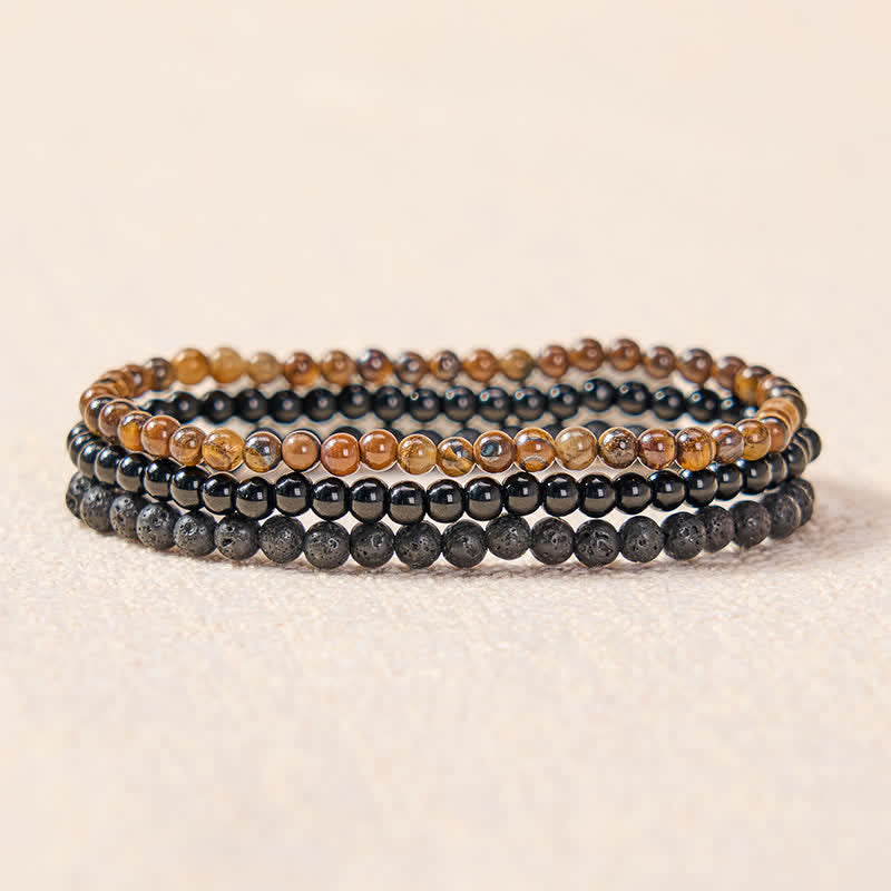Nimara Ritual 3pcs "Rebuild Your Inner Drive" Lava Rock Calm Bracelet Includes Gift Message Card