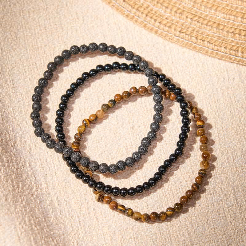 Nimara Ritual 3pcs "Rebuild Your Inner Drive" Lava Rock Calm Bracelet Includes Gift Message Card