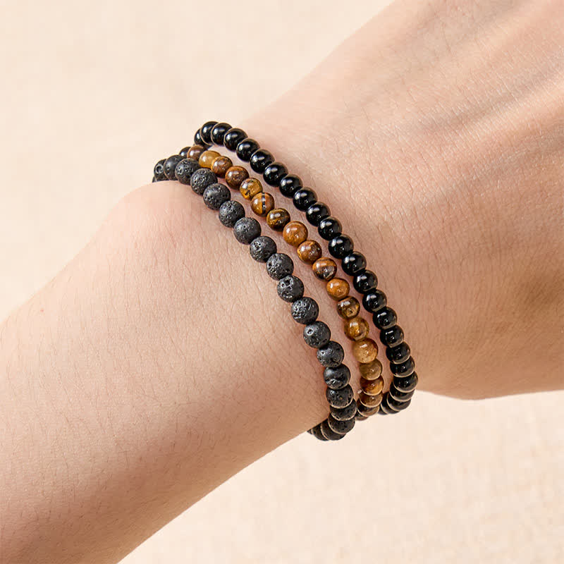 Nimara Ritual 3pcs "Rebuild Your Inner Drive" Lava Rock Calm Bracelet Includes Gift Message Card