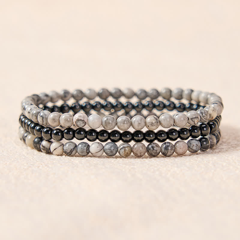 Nimara Ritual 3pcs "Filter the Heavy" Black Veined Strength Bracelet Includes Gift Message Card