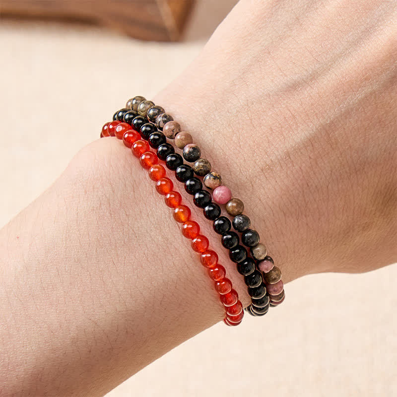 Nimara Ritual 3pcs "Embrace Inner Power" Red Agate Confidence Bracelet Includes Gift Message Card