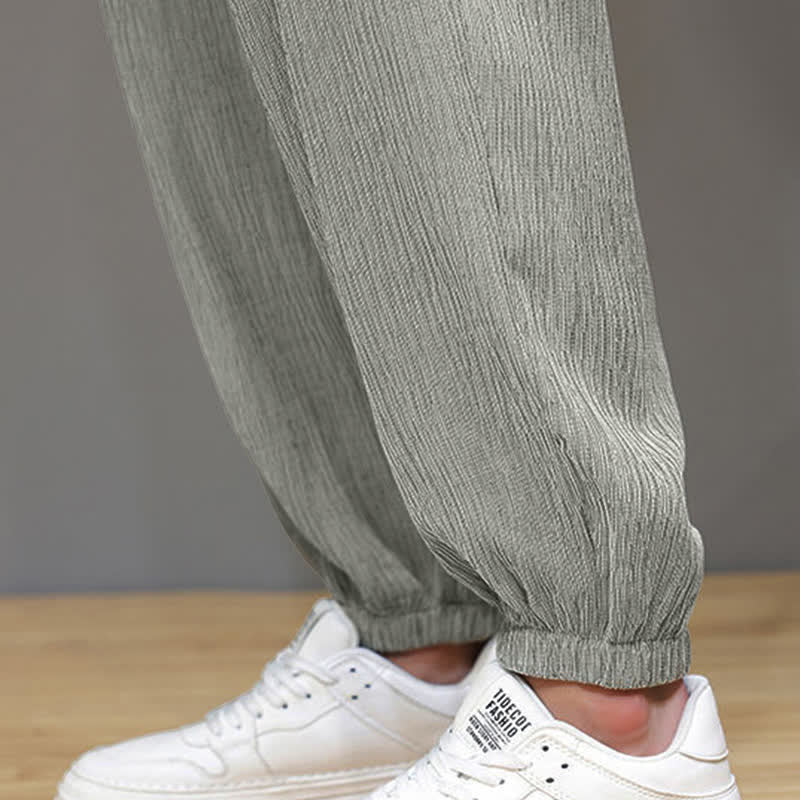 Nimara Ritual Summer Casual Tang Style Solid Cropped Pants Men's Harem Pants With Pockets