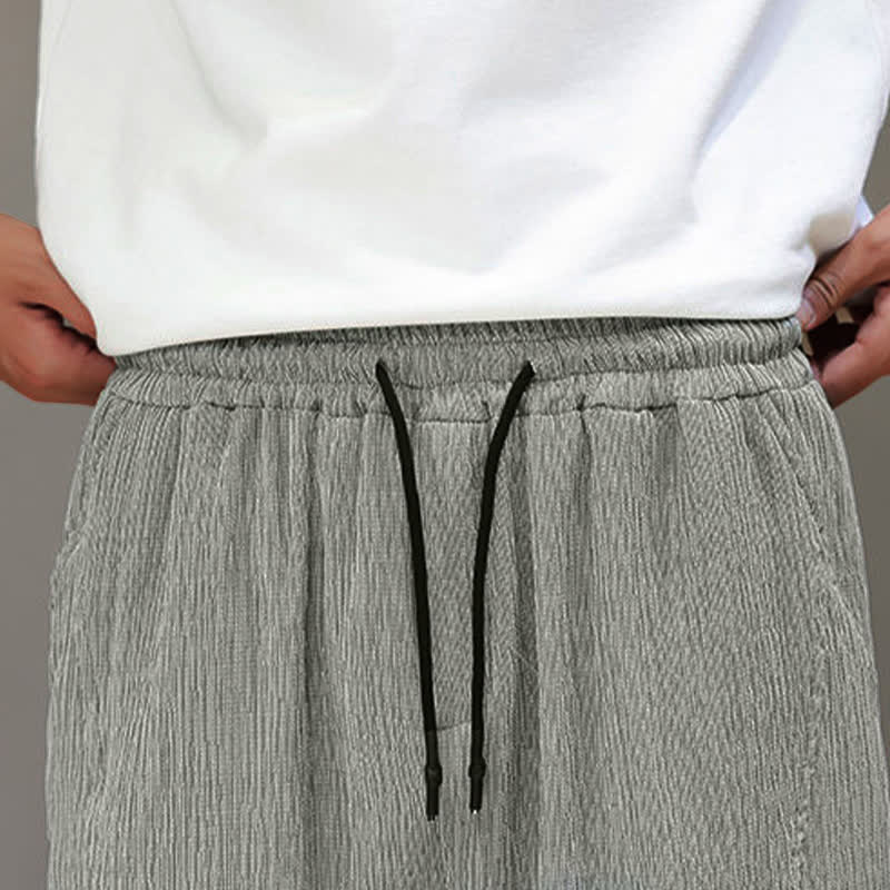 Nimara Ritual Summer Casual Tang Style Solid Cropped Pants Men's Harem Pants With Pockets