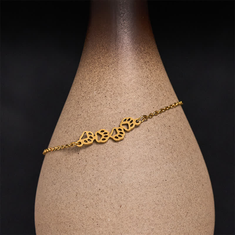 Nimara Ritual Titanium Steel Four Cat Paws Balance Bracelet