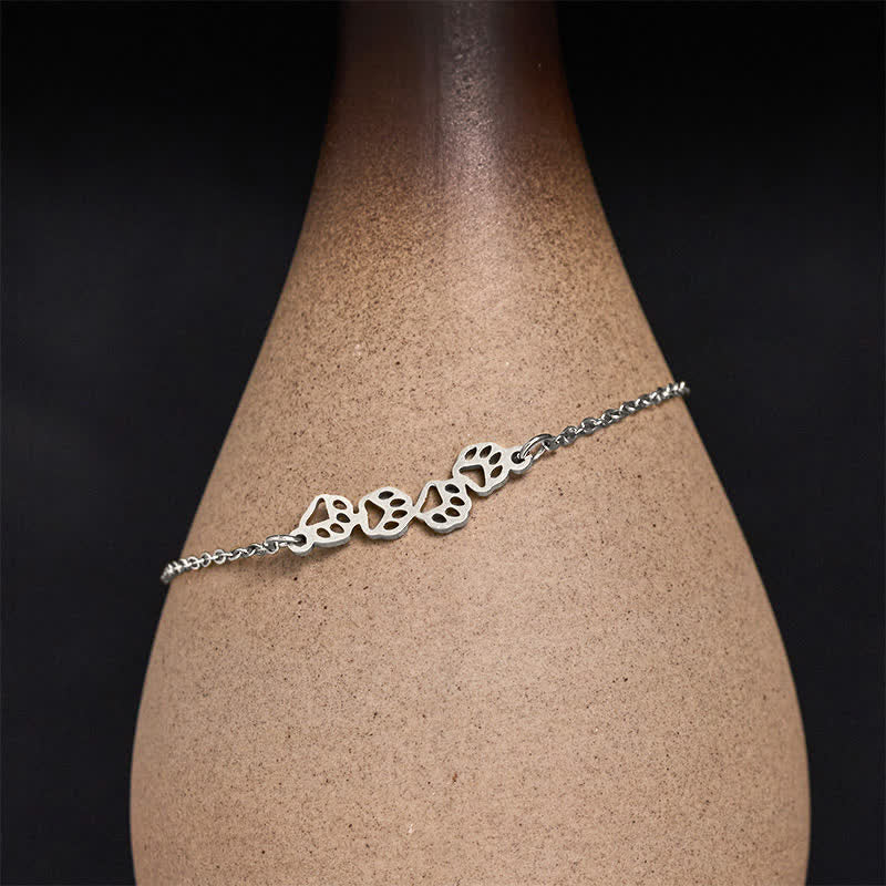Nimara Ritual Titanium Steel Four Cat Paws Balance Bracelet