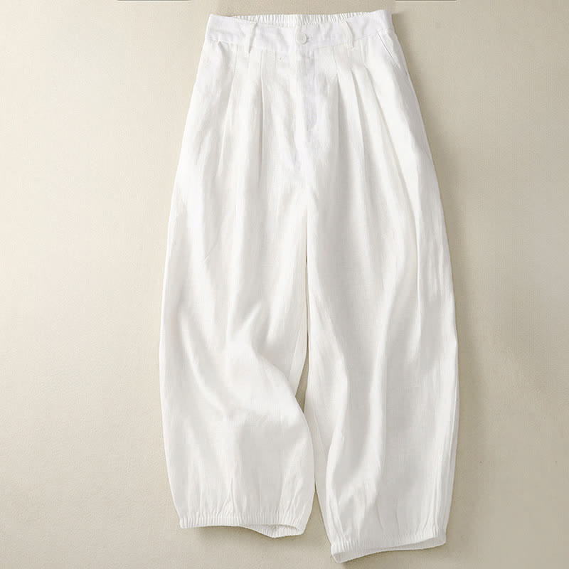 Nimara Ritual Summer Casual Minimalist Button-Up Solid Capri Pants Women's Harem Pants With Pocket