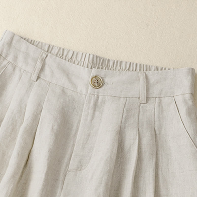 Nimara Ritual Summer Casual Minimalist Button-Up Solid Capri Pants Women's Harem Pants With Pocket