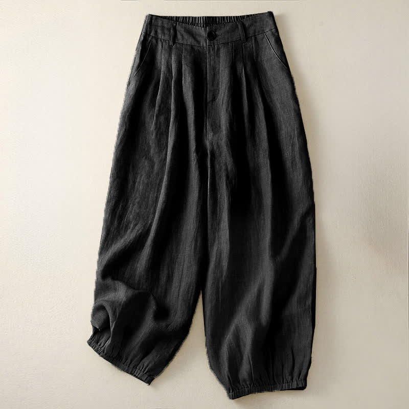 Nimara Ritual Summer Casual Minimalist Button-Up Solid Capri Pants Women's Harem Pants With Pocket