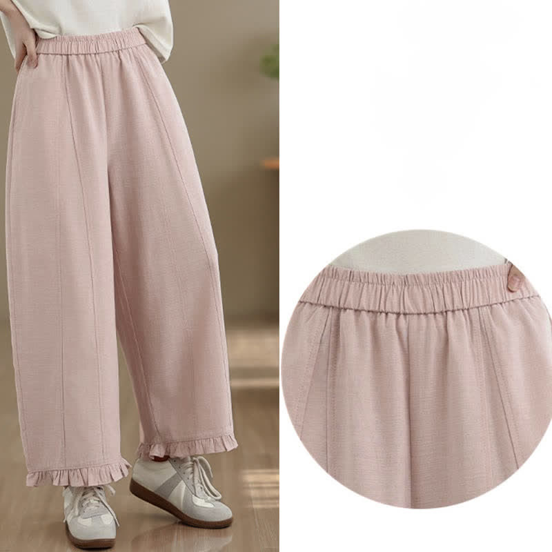 Nimara Ritual Summer Casual Minimalist Solid Cropped Pants Women's Wide Leg Pants With Pocket