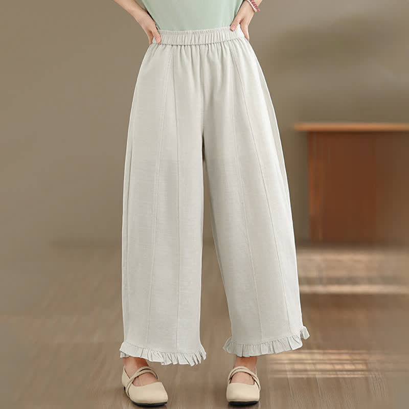 Nimara Ritual Summer Casual Minimalist Solid Cropped Pants Women's Wide Leg Pants With Pocket