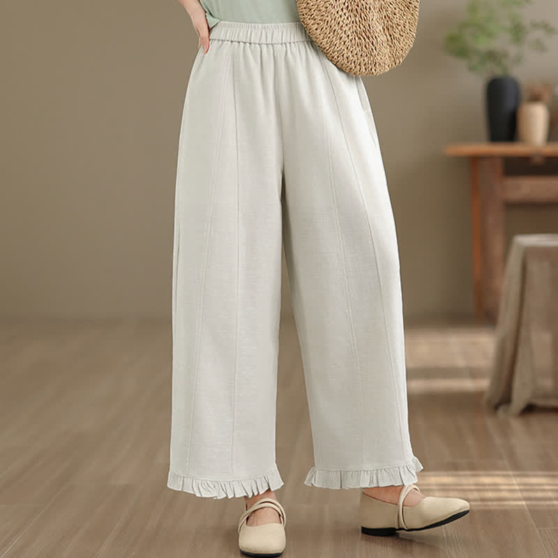 Nimara Ritual Summer Casual Minimalist Solid Cropped Pants Women's Wide Leg Pants With Pocket