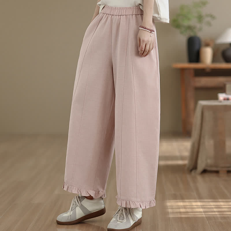 Nimara Ritual Summer Casual Minimalist Solid Cropped Pants Women's Wide Leg Pants With Pocket