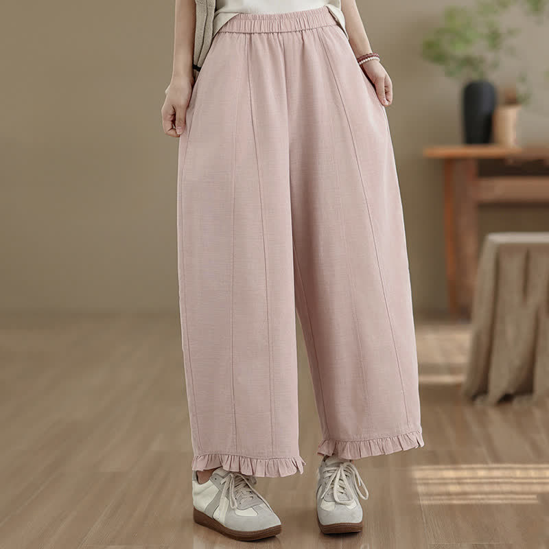 Nimara Ritual Summer Casual Minimalist Solid Cropped Pants Women's Wide Leg Pants With Pocket