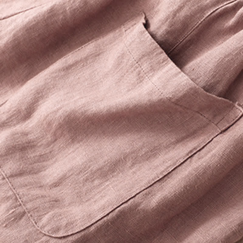 Nimara Ritual Summer Casual Minimalist Button-Up Solid Ankle Pants Women's Wide Leg Pants With Pocket