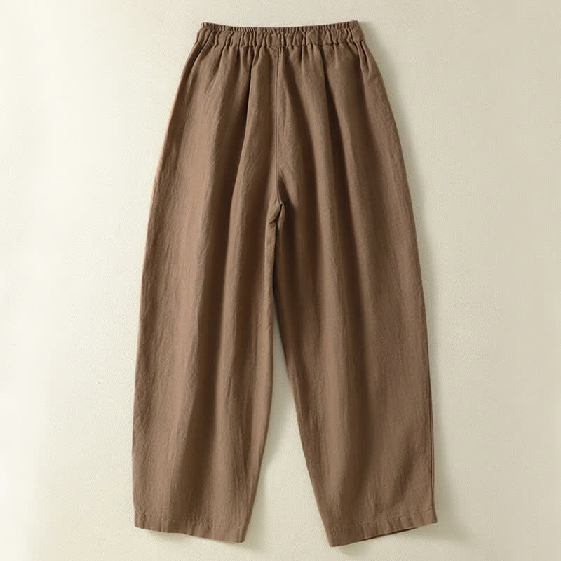 Nimara Ritual Summer Casual Drawstring Solid Linen Ankle Pants Women's Wide Leg Pants With Pocket