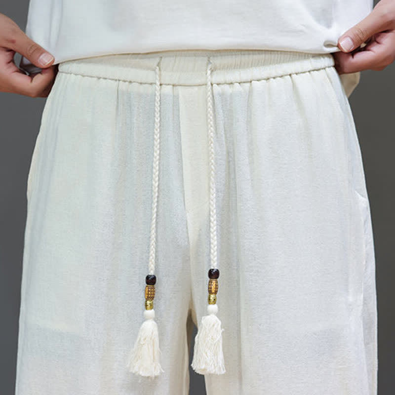 Nimara Ritual Summer Casual Minimalist Drawstring Solid Ankle Pants Men's Straight Leg Pants With Pocket