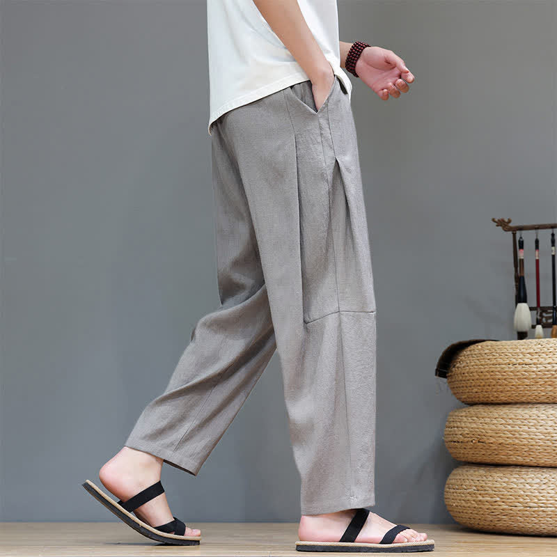 Nimara Ritual Summer Casual Minimalist Drawstring Solid Ankle Pants Men's Straight Leg Pants With Pocket