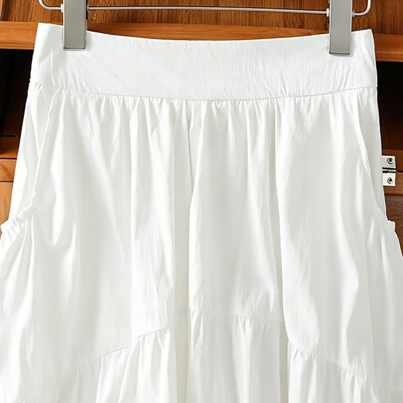 Nimara Ritual Summer Casual Boho Solid Line Women's Skirts With Pockets
