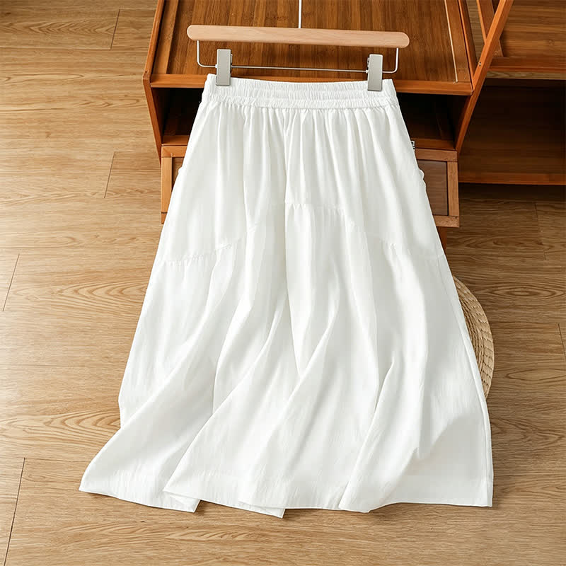 Nimara Ritual Summer Casual Boho Solid Line Women's Skirts With Pockets