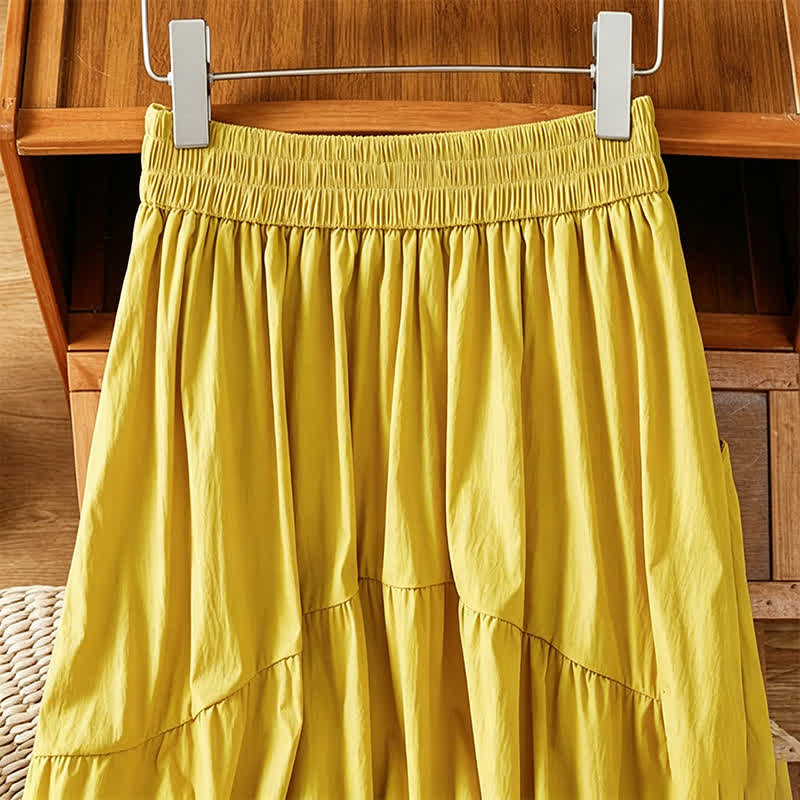 Nimara Ritual Summer Casual Boho Solid Line Women's Skirts With Pockets