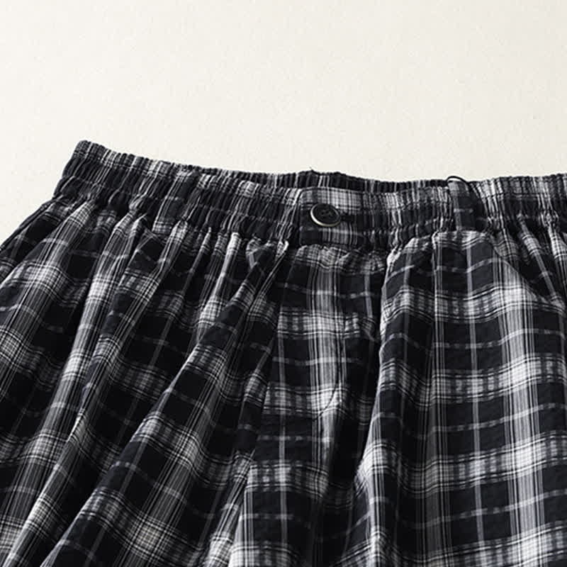 Nimara Ritual Summer Casual Plaid Long Pants Women's Tapered Pants With Pockets
