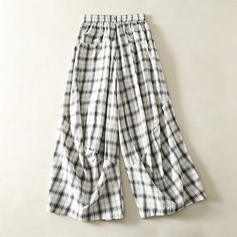Nimara Ritual Summer Casual Plaid Long Pants Women's Tapered Pants With Pockets