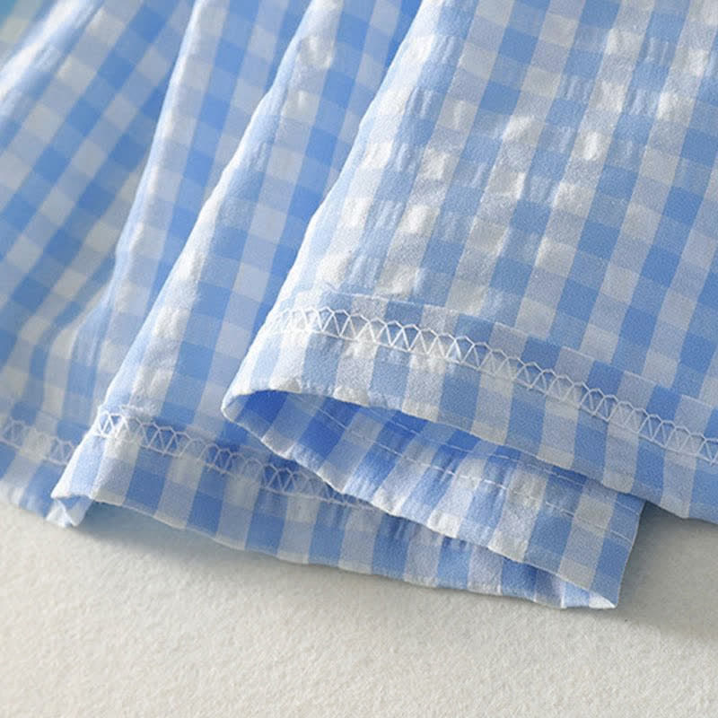 Nimara Ritual Summer Casual Boho Blue Plaid Women's Skirts