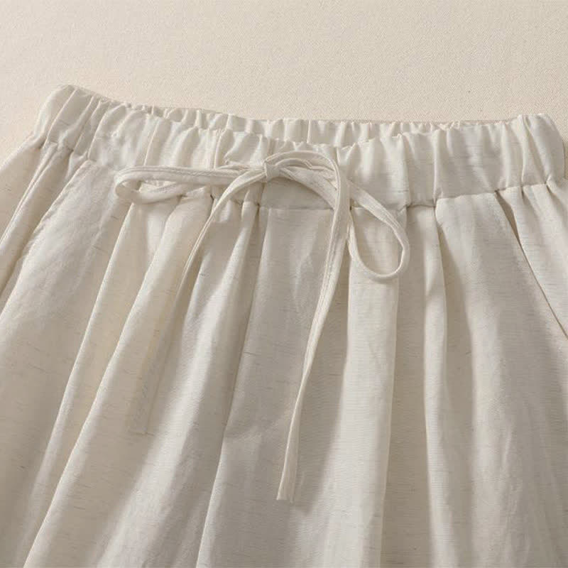 Nimara Ritual Summer Casual Drawstring Solid Cropped Pants Women's Wide Leg Pants With Pocket