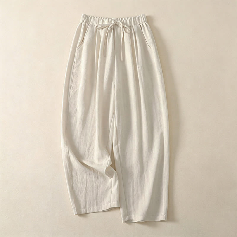 Nimara Ritual Summer Casual Drawstring Solid Cropped Pants Women's Wide Leg Pants With Pocket