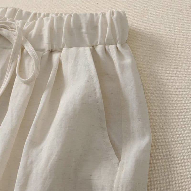 Nimara Ritual Summer Casual Drawstring Solid Cropped Pants Women's Wide Leg Pants With Pocket