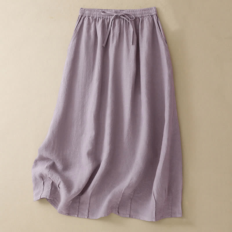 Nimara Ritual Summer Casual Minimalist Drawstring Elastic Waist Solid Women's Skirts With Pockets