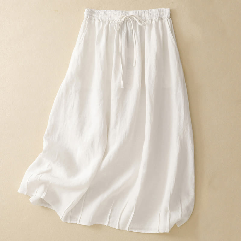 Nimara Ritual Summer Casual Minimalist Drawstring Elastic Waist Solid Women's Skirts With Pockets