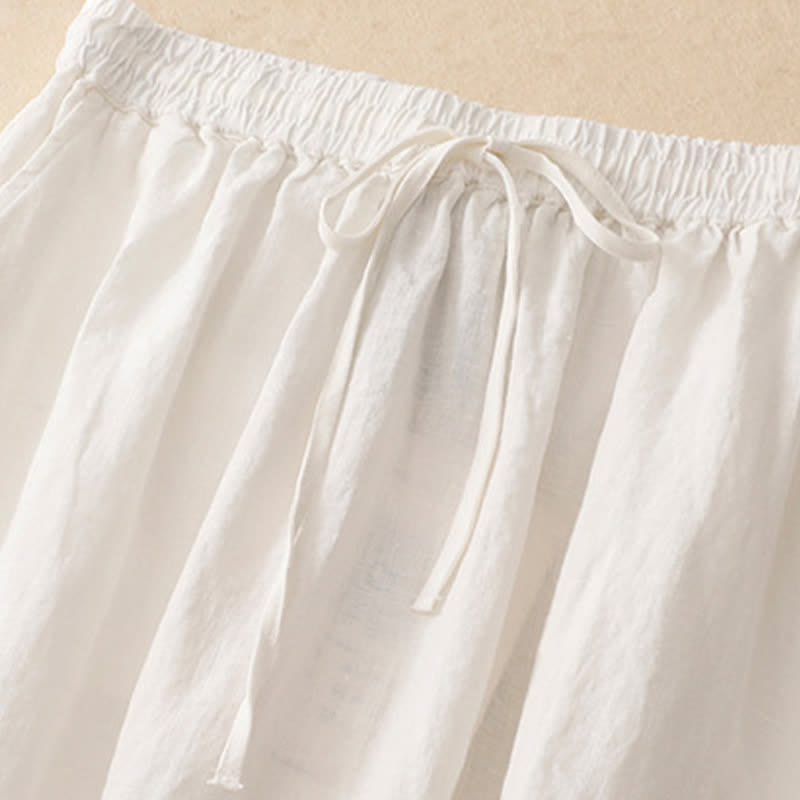 Nimara Ritual Summer Casual Minimalist Drawstring Elastic Waist Solid Women's Skirts With Pockets