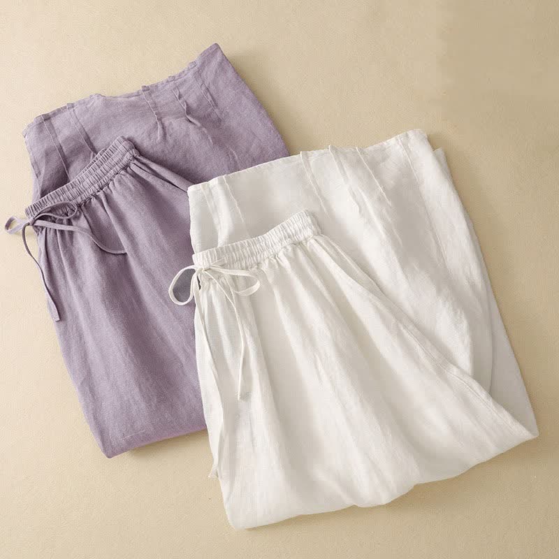 Nimara Ritual Summer Casual Minimalist Drawstring Elastic Waist Solid Women's Skirts With Pockets