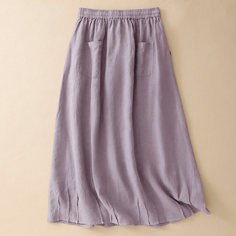 Nimara Ritual Summer Casual Minimalist Drawstring Elastic Waist Solid Women's Skirts With Pockets
